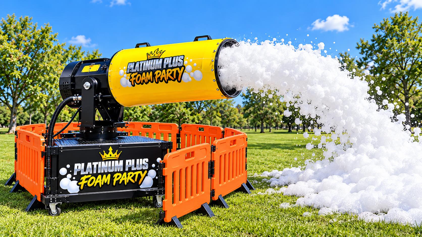 Foam cannon activity for an outdoor celebration
